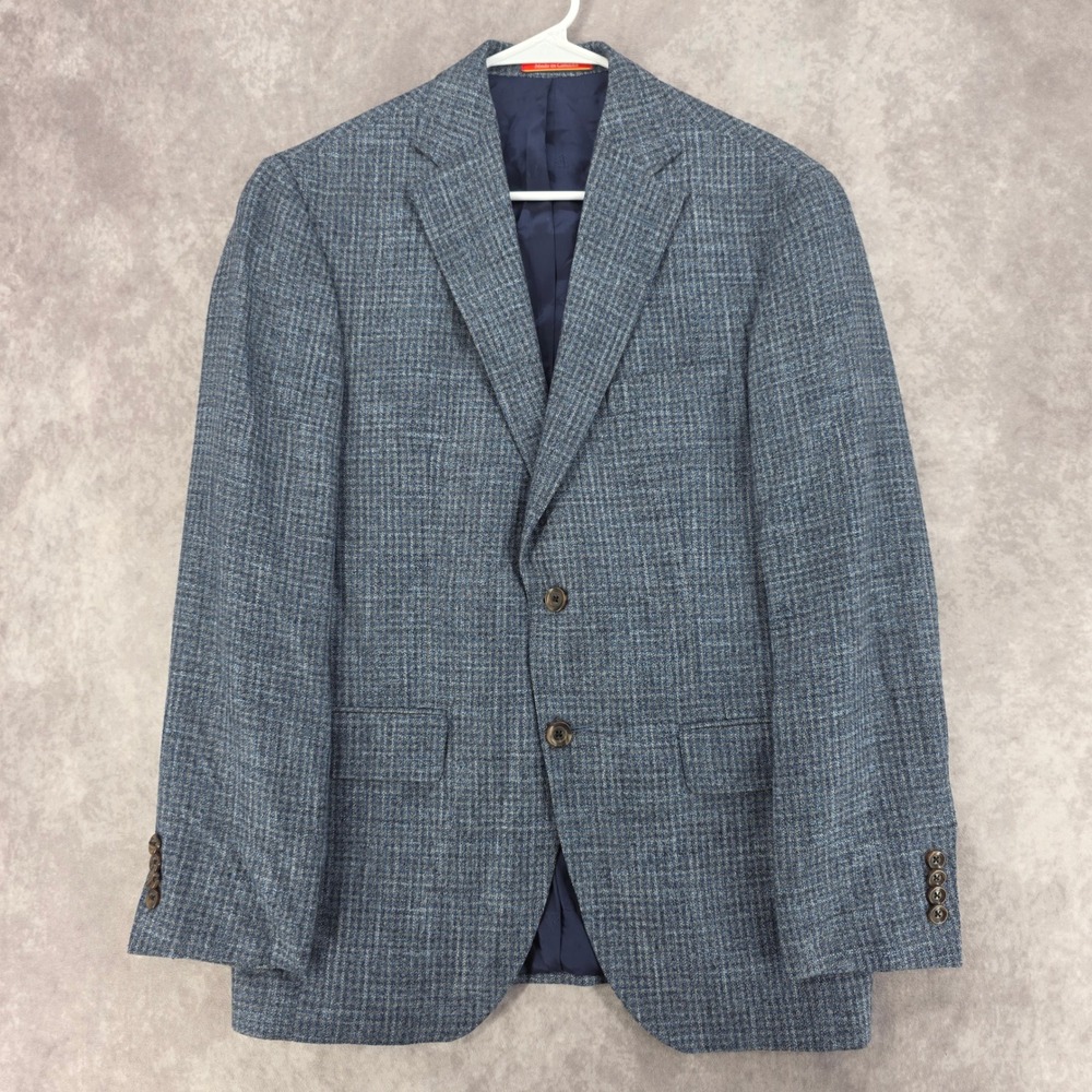 Cremieux Micro Check Sport Coat Blazer Mens 38 Blue Grey Italian Fabric Canada